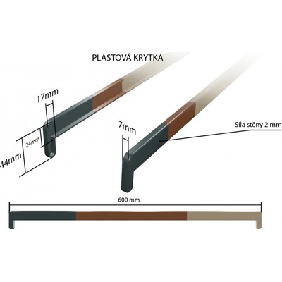 DEOKORK Plastová krytka oboustranná boční 600 mm (k RENOLITOVÝM parapetům) Délka krytky: 600 mm - Oregon R08 (1192001-167) RENOLIT