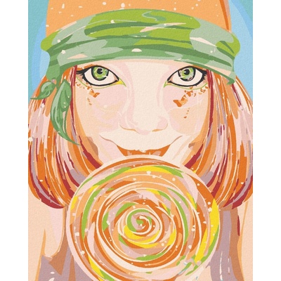 zuty Zelenooká žena a lízátko 80 x 100 cm vypnuté plátno na rám 8596530045755