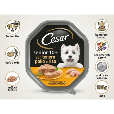 Cesar krmivo Senior 10+ s kuřecím masem a rýží 150 g