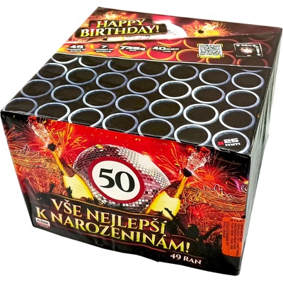 Kompaktní ohňostroj Vše nejlepší k narozeninám 49 ran 25 mm