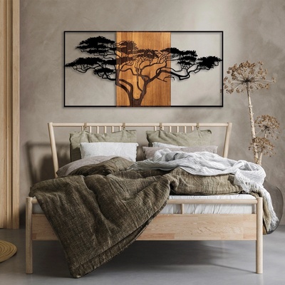 ASIR Nástěnná dekorace dřevo kov ACACIA TREE černá ořech