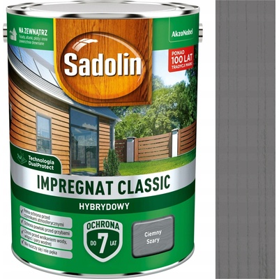 SADOLIN CLASSIC HYBRIDNÍ IMPREGNACE NA DŘEVO TMAVĚ ŠEDÁ 4,5L