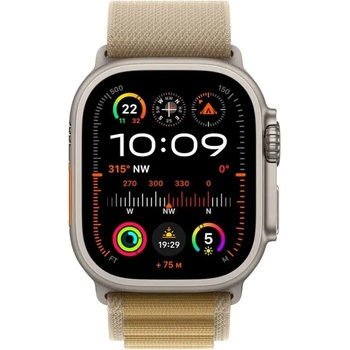 Apple Часовник, Apple Watch Ultra2 v2 Cellular 49mm Natural Titanium Case with Tan Alpine Loop - Medium (MX4F3BS/A)