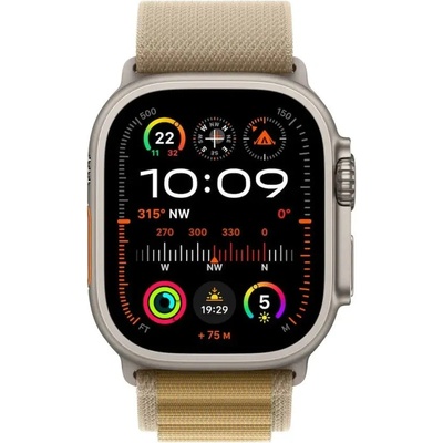 Apple Часовник, Apple Watch Ultra2 v2 Cellular 49mm Natural Titanium Case with Tan Alpine Loop - Medium (MX4F3BS/A)