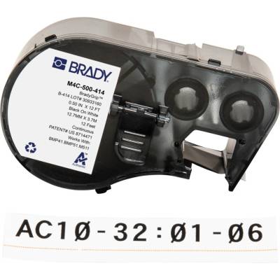 Brady M4C-500-414 / 170728, 12.70 mm x 3.66 m, Полиестер, черен печат / бял фон (170728)