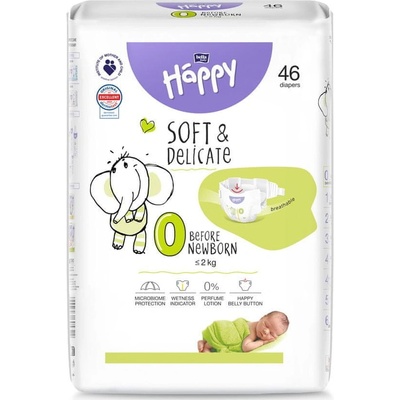 Bella Happy Soft & Delicate 0 do 2 kg 46 ks
