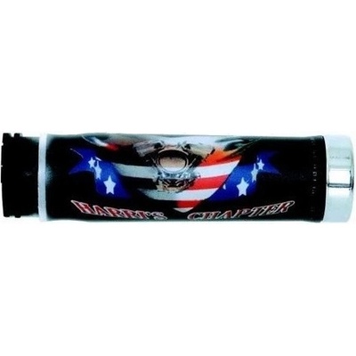 HARRIS gripy 02601-HC vlajka USA koncovka chrom (130 mm/22 mm) bez otvoru barva černá/červená/modrá