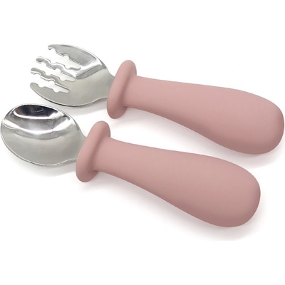 Malý Ježko Detský kovový príbor pre pokročilých Powder Pink bez puzdra