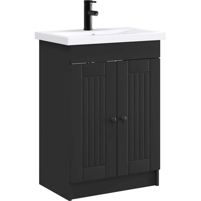 vidaXL Комплект мебели за баня Черно 56 x 37, 5 x 81 см (3404185)