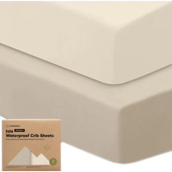 KeaBabies Бебешки чаршаф и протектор 2 в 1 KeaBabies - Protect+, 2 броя, бежови (KB-WPCS-ECR)