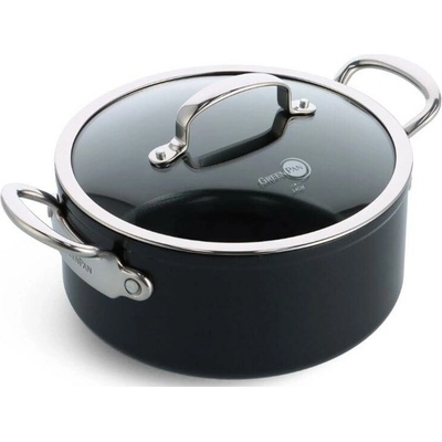 GreenPan BARCELONA PRO kastrol 24 cm s poklicí, černá CC005334-001
