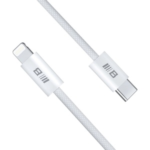Blueo - Кабел за данни - Type-C към Lightning, бързо зареждане, оплетен, 1.2 м - Бял