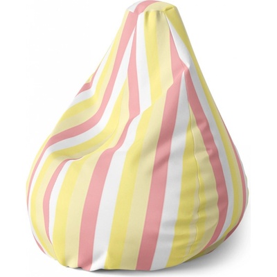 Sablio sedací vak Pear žlutorůžové pruhy 140 x 100 x 25 cm