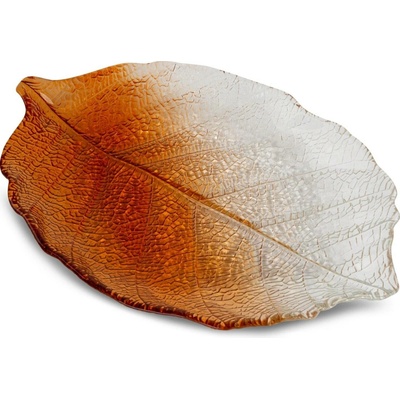 EUROFIRANY SKLENĚNÝ DEKORAČNÍ TALÍŘ SAVA 03 35 x 24 x 3 cm ORANŽOVÝ