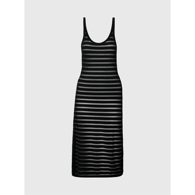 Calvin Klein Бански тип рокля Calvin Klein Women's Sheer Stripe Swimming Dress - Black