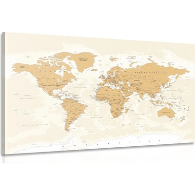 Obraz mapa světa s vintage nádechem - 60x40