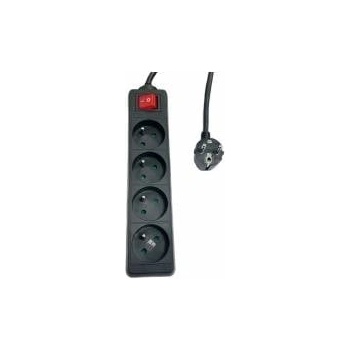 MicroConnect 4-way Power Strip on/off switch French Type E, 5m Black