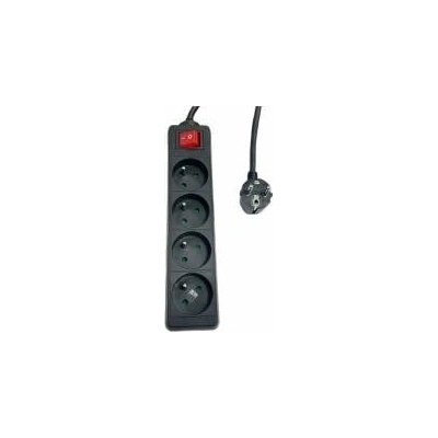 MicroConnect 4-way Power Strip on/off switch French Type E, 5m Black