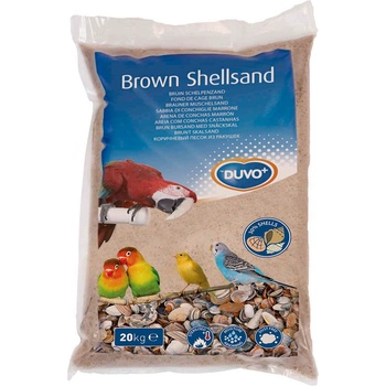 Duvo Plus Brown Shell Sand - Естествен кафяв пясък с миди и анасон за клетки на птици 5 кг