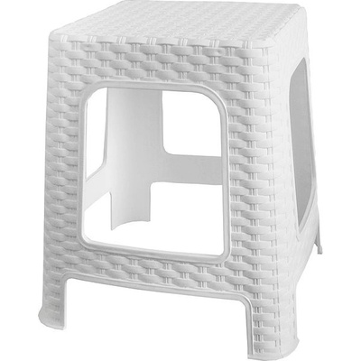MEGAPLAST Taburet I 36x33x33 cm, polyratan, biela