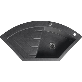 SAPHO - Ъглова кухненска мивка 114x57, 5 cm, гранит, черна (SH0578)