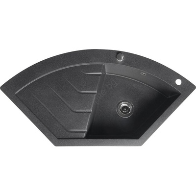 SAPHO - Ъглова кухненска мивка 114x57, 5 cm, гранит, черна (SH0578)