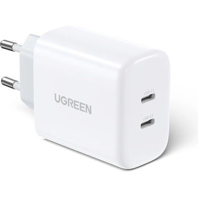 UGREEN Адаптер Ugreen, 2x USB Type-C, 40W, PD, бял (10343) (10343)
