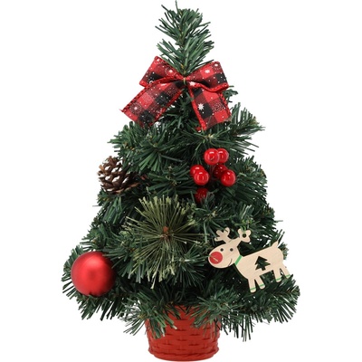 CHOMIK VIANOČNÝ STROMČEK 30 CM ČERVENÝ S POINSETTIOU *2507