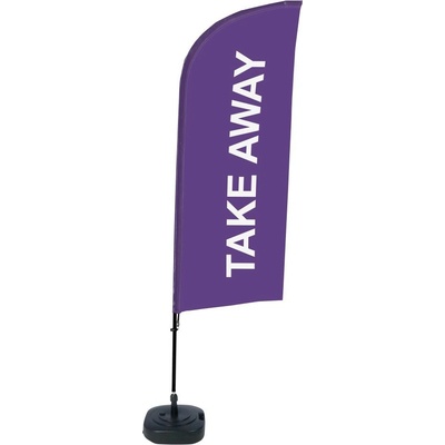 Jansen Display Kompletní sada reklamní vlajky ve tvaru křídla, Take away, fialová, 1105 x 3300 mm