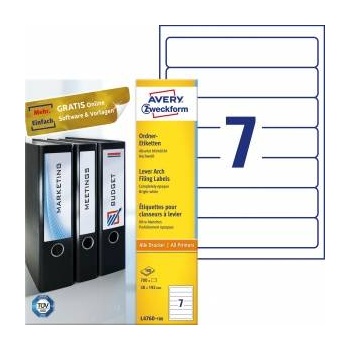 Avery Zweckform Desk BINDER LABELS A4 100 ARK. /OP. 192 x 38 MM WHITE, WHITE