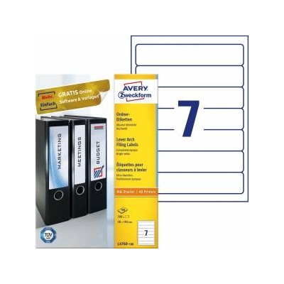 Avery Zweckform Desk BINDER LABELS A4 100 ARK. /OP. 192 x 38 MM WHITE, WHITE