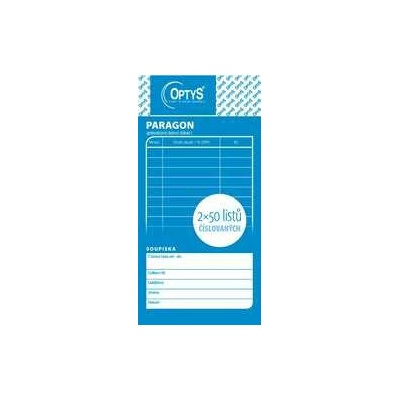 Optys 1092 Obchodní paragon, číslovaný, 2 x 50 listů