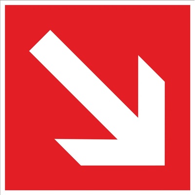 Piktogram Smer na dosiahnutie bezpečia vpravo dole/vľavo dole - 150x150 mm, SAMOLEPKA PVC, vľavo dole