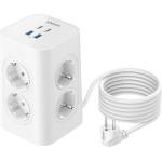Anker Multiple Socket, захранващ разклонител, с 8 "шоко" гнезда, разклонител с 4 USB извода, 20W USB (A9185321)