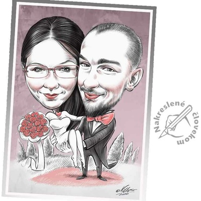 VIKTORIO Karikaturista na svadbu, oslavu, ples, firemný event 4 hodiny Rozmer: A4 (21x29,7 cm)