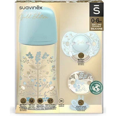 Suavinex Gold set + cumlík fyziologický + klip modrá 270 ml
