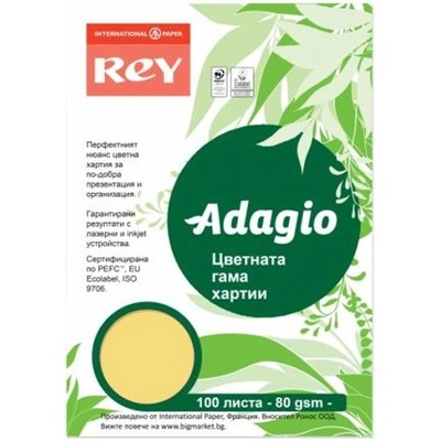 REY Копирна хартия Rey Adagio, A4, 80 g/m2, жълта, 100 листа