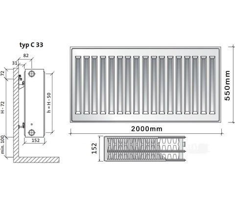 Purmo C33 550 x 2000
