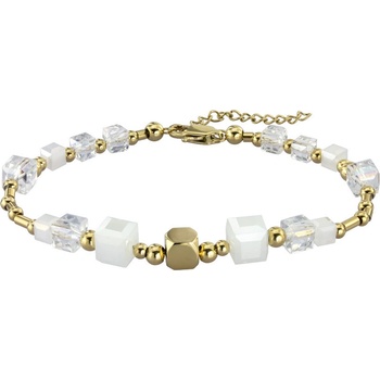 Free Style náramok z chirurgickej ocele a sklenených korálikov BSS814GDWH