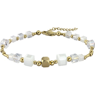 Free Style náramok z chirurgickej ocele a sklenených korálikov BSS814GDWH