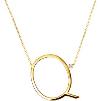 Image 1 of SAVICKI Колие с буква Q: позлатено сребро. бял сапфир