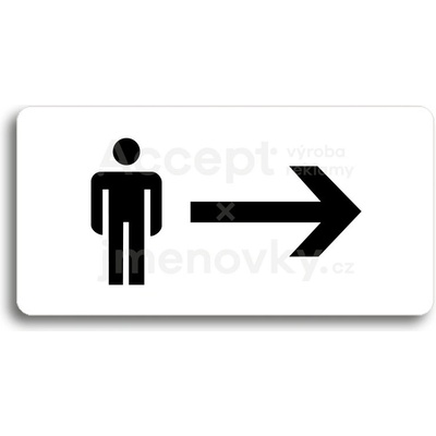 ACCEPT Piktogram WC MUŽI VPRAVO - bílá tabulka - černý tisk bez rámečku