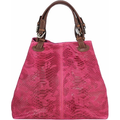 Mondo Italia kožená kabelka potlač pytón 35 fuchsia