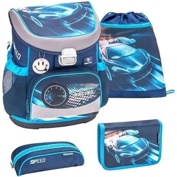 Belmil Ученически комплект раница, мешка, несесери Racing Blue Neon Belmil