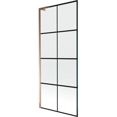 Mexen Next L параван за вана с едно крило 80 x 150 см, черна решетка, розово злато - 895-080-000-03-77-60 (895-080-000-03-77-60)