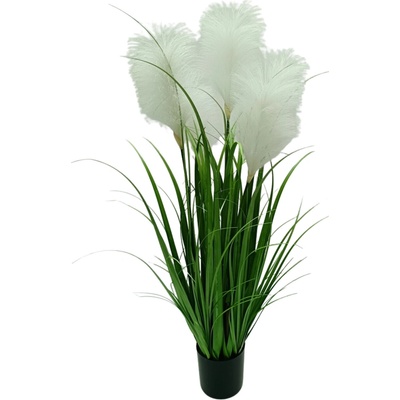 GARDEN LINE Umelá pampová tráva v kvetináči biela 90 cm