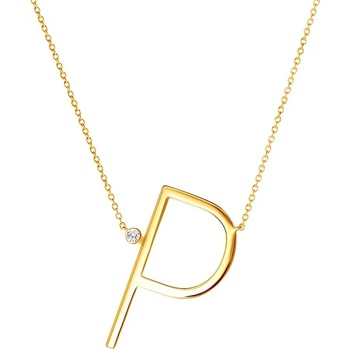 Image 1 of SAVICKI Колие с буква P: позлатено сребро. бял сапфир