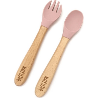 Malý Ježko Detský silikónový príbor MINI Powder Pink 2 ks