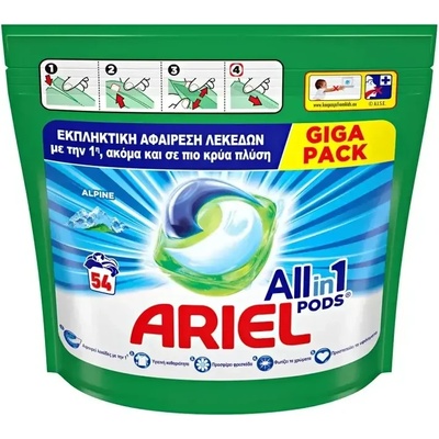 Ariel Allin1 pods Alpine 54 капсули за бяло и цветно пране