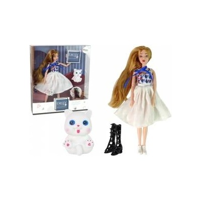 LEAN Toys Baby Doll Doll with Cat Long Brown Hair
